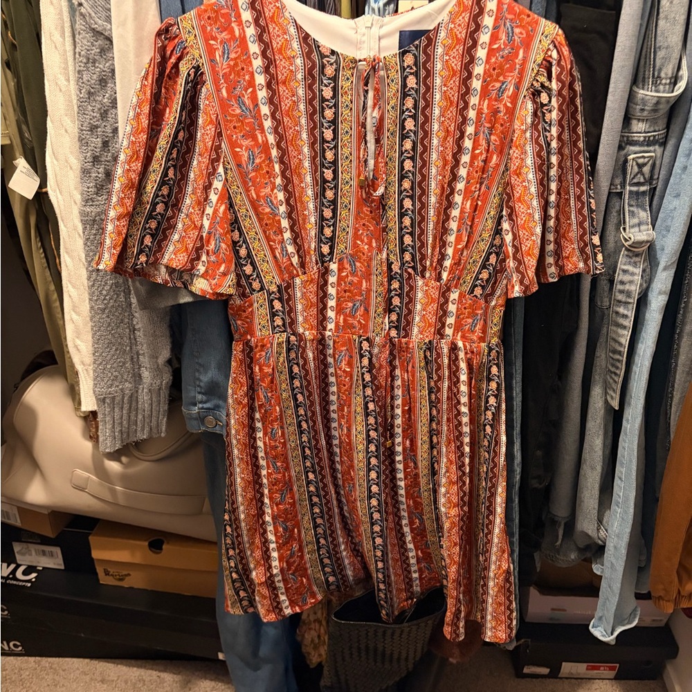Blue Rain Multicolor Patterned Dress